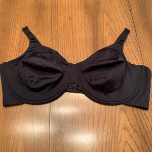 Black Full-Coverage Underwire Bra with Wide Straps
